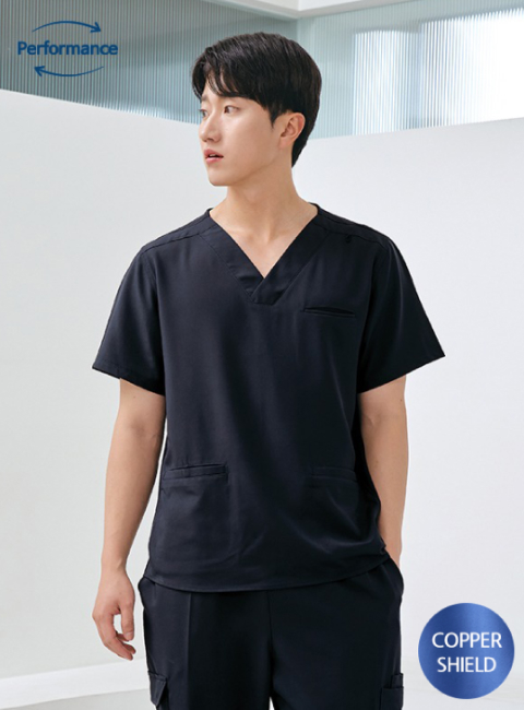 남성 V넥 히든포켓 카퍼쉴드 스크럽 티셔츠 (3color)